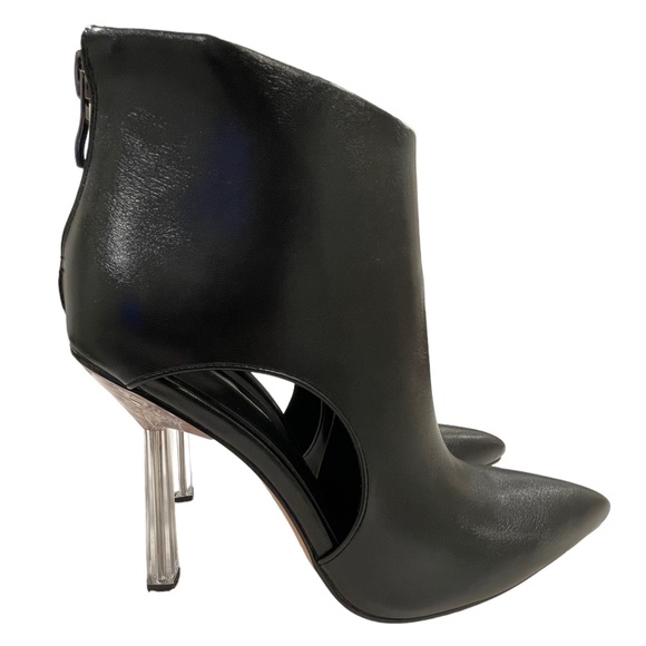 AWANG Peek-a-Boo Arch Black Vegan 🌱 Leather Steel Heel Booties - NWT - Picture 5 of 8